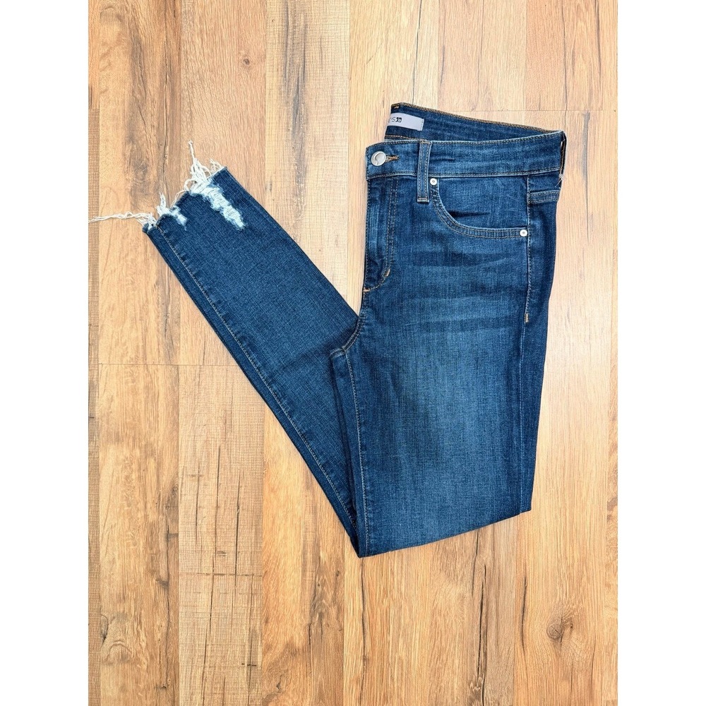 Joe's Jeans Women's Skinny Mid Rise Raw Hem Distressed Dark Wash Size‎ 28
